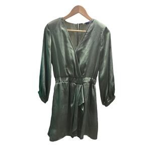 ZARA SATIN playsuit Flowy 3/4 Sleeve‎ Green Romper